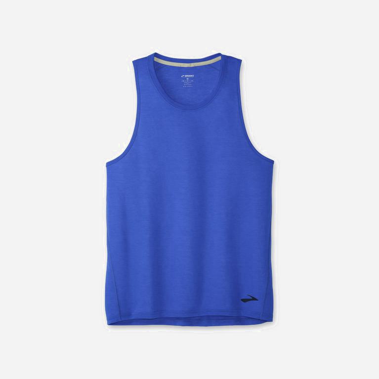 Brooks Distance Mens Running Tank Top Ireland Heather Bluetiful (UKXB-27134)